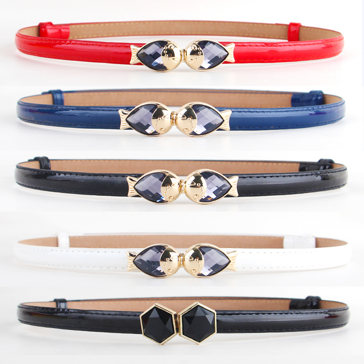 wholesale 1.3cm width ladies girls narrow dressy decorative fashion PU belt,custom PU belts