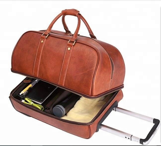 Customized PU leather luggage travel bag for women
