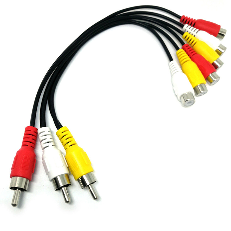 Лидер продаж, прочный 3 Rca Штекерный разъем на 6 Rca Штекерный сплиттер 25 см Аудио Видео AV адаптер RCA кабель