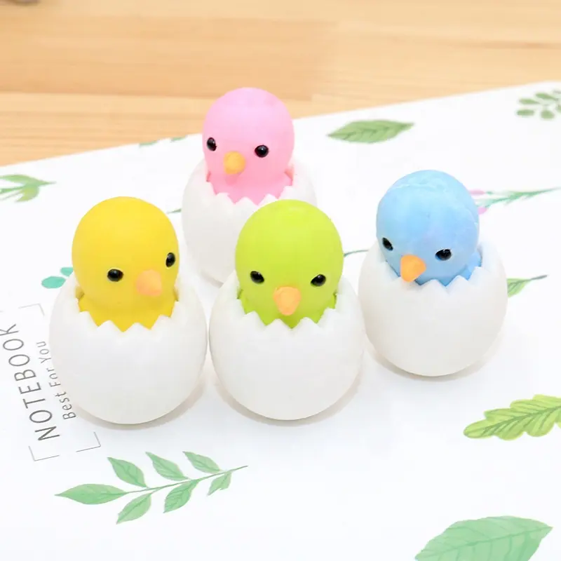 Cartoon Promotional Eggshell Chick Children Egg 3D Shaped Pencil TRP Eraser