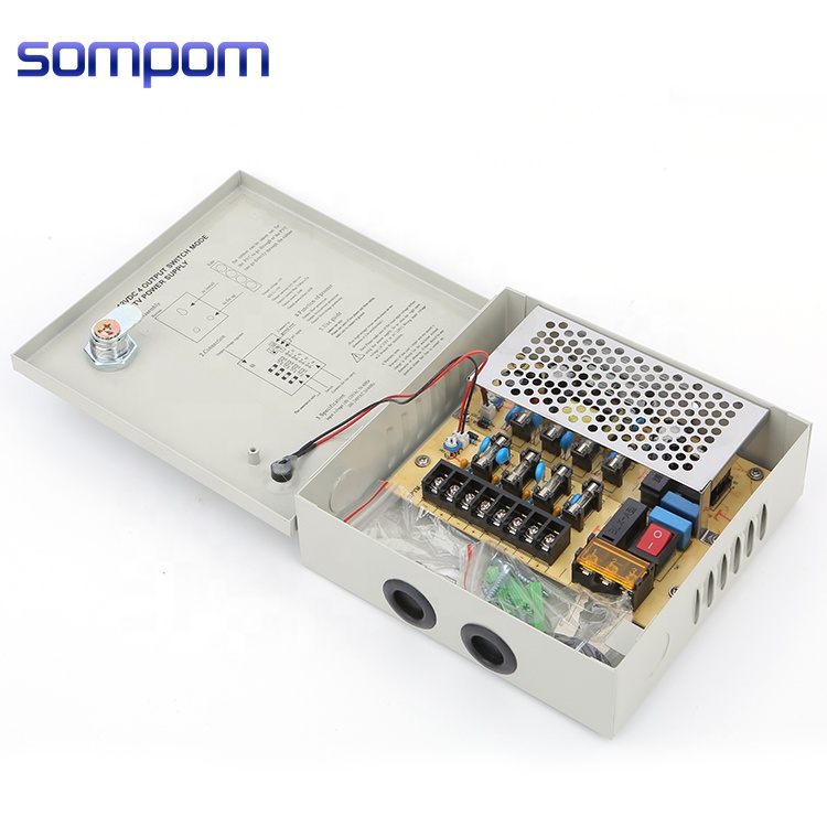 Sompom CCTV импульсный источник питания DC 220 в 12 В 3A 4 каналы CCTV коробка