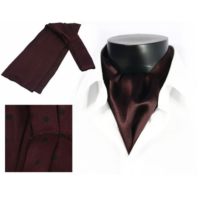Vintage Black Dots Fashion Silk Formal Cravat Tie For Sale