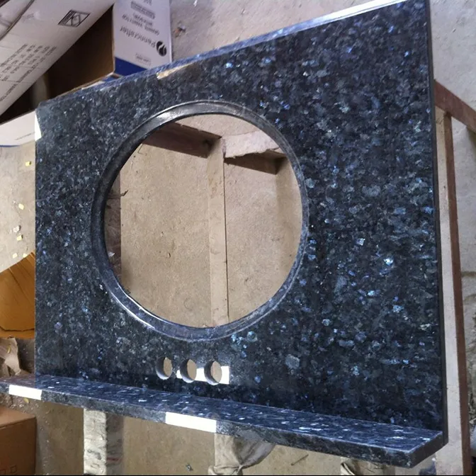 hot sale high quality Blue Pearl prefab granite countertop, vanity top