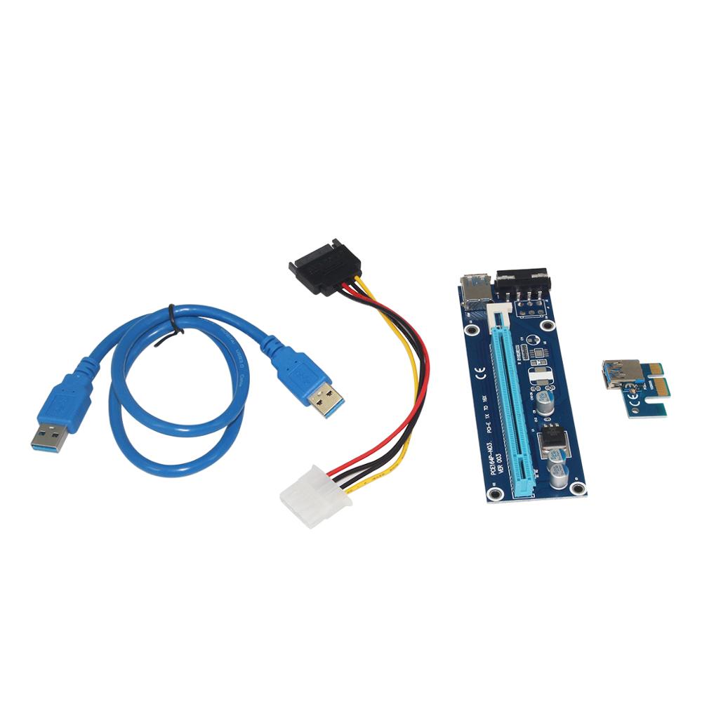 USB 3,0 PCI-E Express 1x до 16x удлинитель Riser Card Sata (15 контактов-адаптер питания SATA кабель 50 см BTC добыча стояк карты.