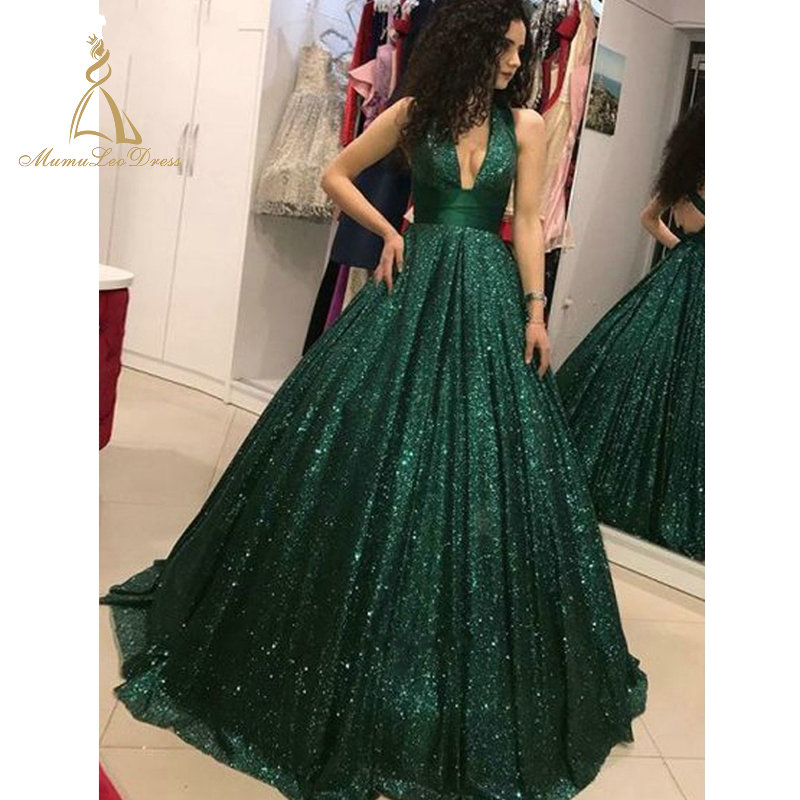 Real Open Back Designer Luxury Sequin Prom Dresses Long Formal Party Wear Gown 2019 Sequined Turkish Evening Dress