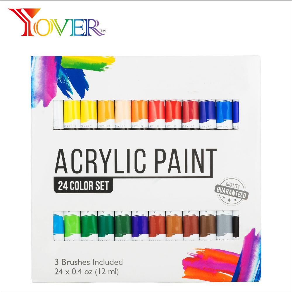 24pcs 12ml акриловая краска с набором кистей