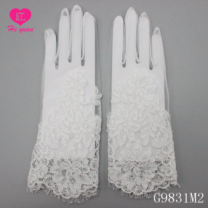 Кружевная Свадебная перчатка G9831M2lace с аппликацией, без пальцев, свадебная кружевная перчатка