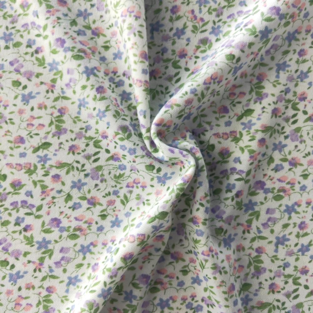 Soft Hand Touch 85% Polyester 15% Cotton Tc Interlock Floral Printed Knit Fabric
