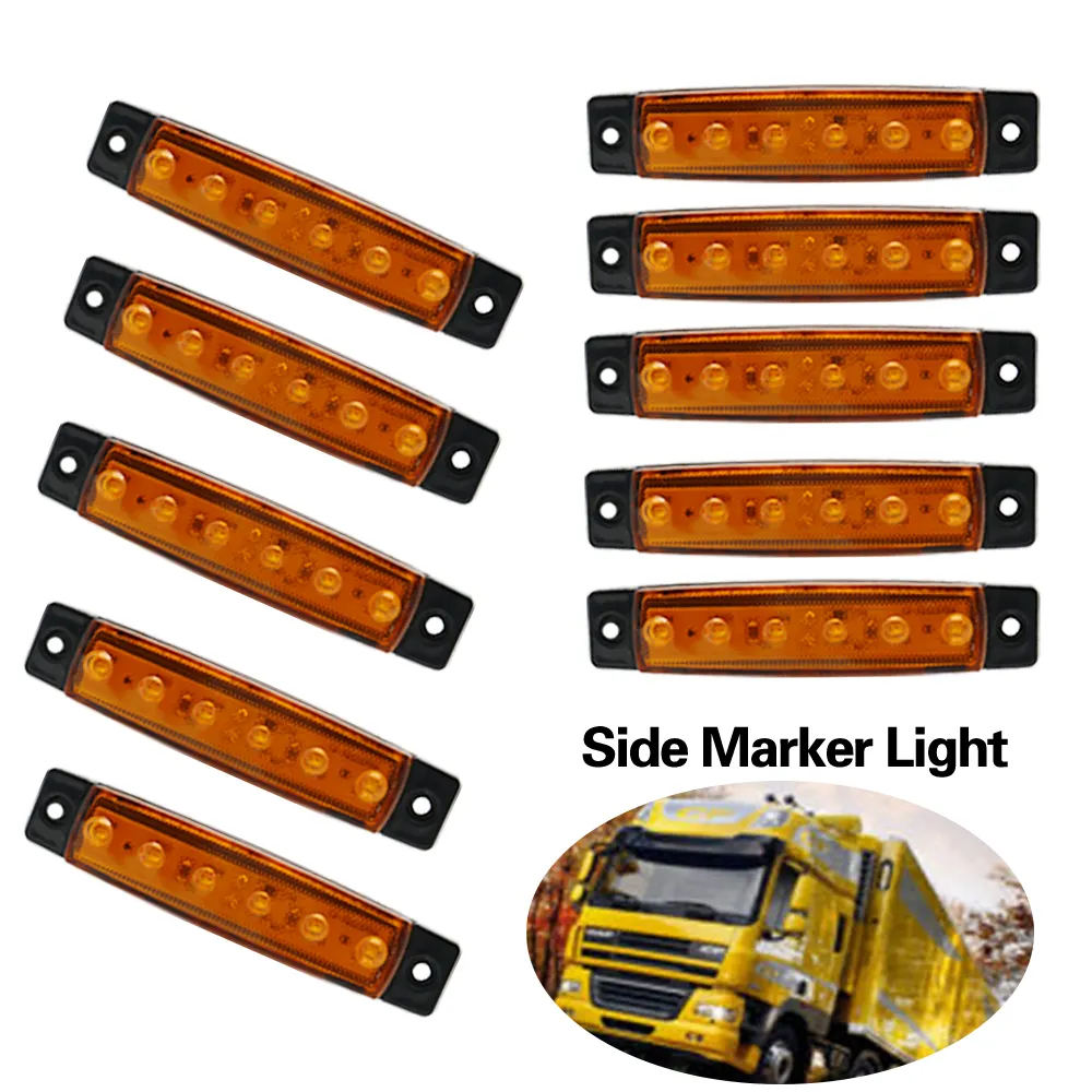 10pcs Yellow Car External Lights LED 24V 6 SMD LED Auto Car Bus Truck Wagons Side Marker Indicator Trailer Lights Rear Side Lamp