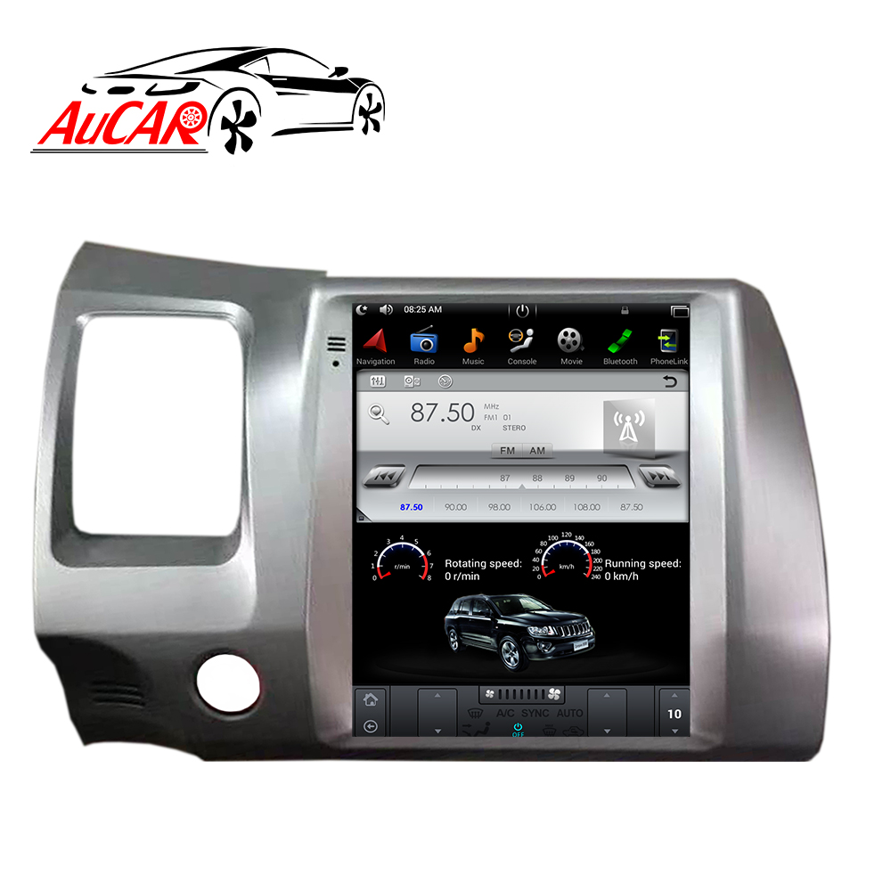 AuCAR 10,4 "Вертикальный стиль Android 9,0 автомобильное радио для Honda Civic 2006-11 мультимедийный плеер GPS автомобильное стерео видео Carplay головное устройство