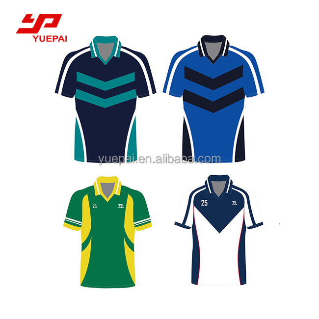 Customized sublimated cricket jersey, short sleeves cricket team uniform