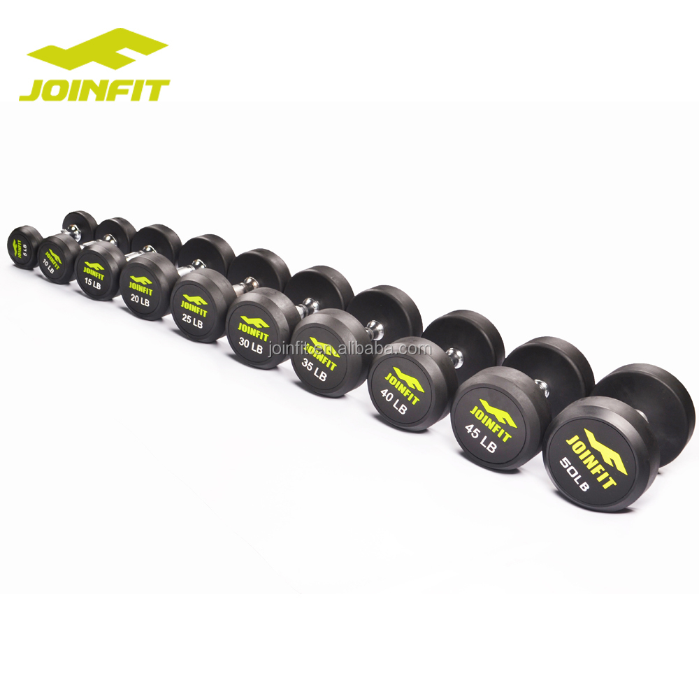 Joinfit резиновый круглый гантель 5lb-50 фунтов, коммерческий хромированный набор гантелей с круглой головкой
