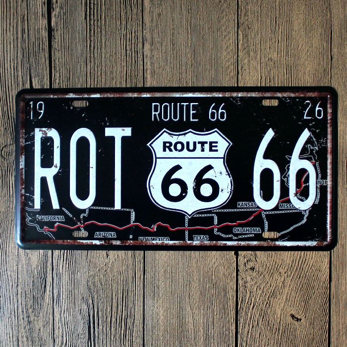 Route 66 ретро деревенский тисненый номерной знак художественный плакат бар паб кафе настенное украшение для вечеринки металлический жестяной знак