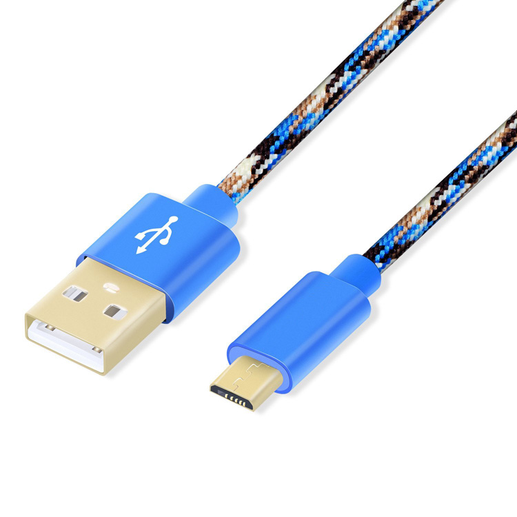 Камуфляжные синие нейлоновые плетеные зарядные Кабели USB к Micro USB для Samsung Galaxy S7 Plus/S6 Plus/S6 Note 5/4 HTC