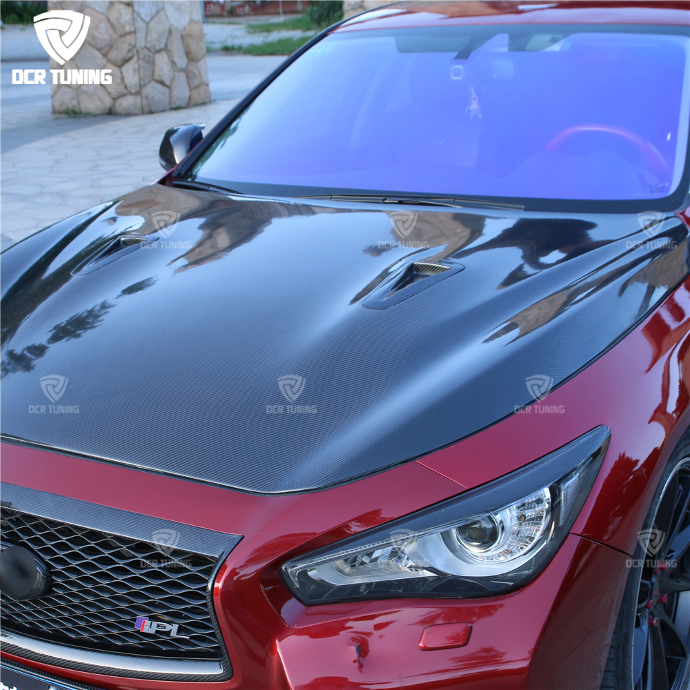 Для Infiniti Q50 Q50S спортивные лучшего качества из углеродного волокна Худ 2014 2015 2016 2017 4 Двери Седан