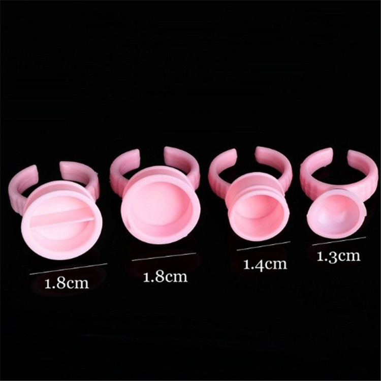 100 piece/Bag Pink Plastic Glue Lash Finger Ring Eyelash Extension Glue Holder Disposable
