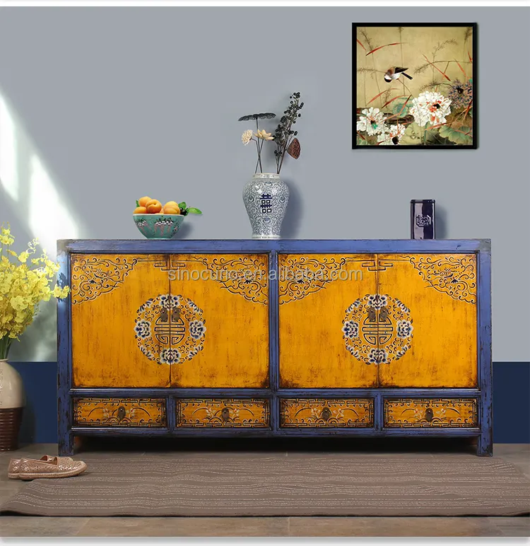 Chinese Antique Furniture Living Room Sideboard Cabinet Handpainting Cabinet