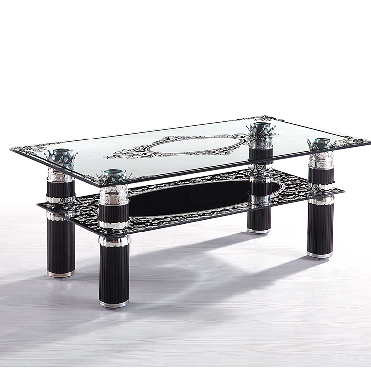 Wholesale custom cheap modern colorful fancy square glass top coffee table for living room and coffee shop set
