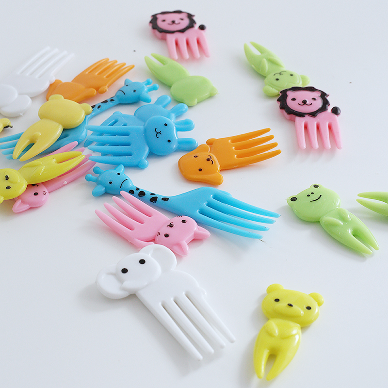 10 шт., вилки для фруктов Bento Kawaii Animal Food, лягушка, кролик, слон, панада, Лев