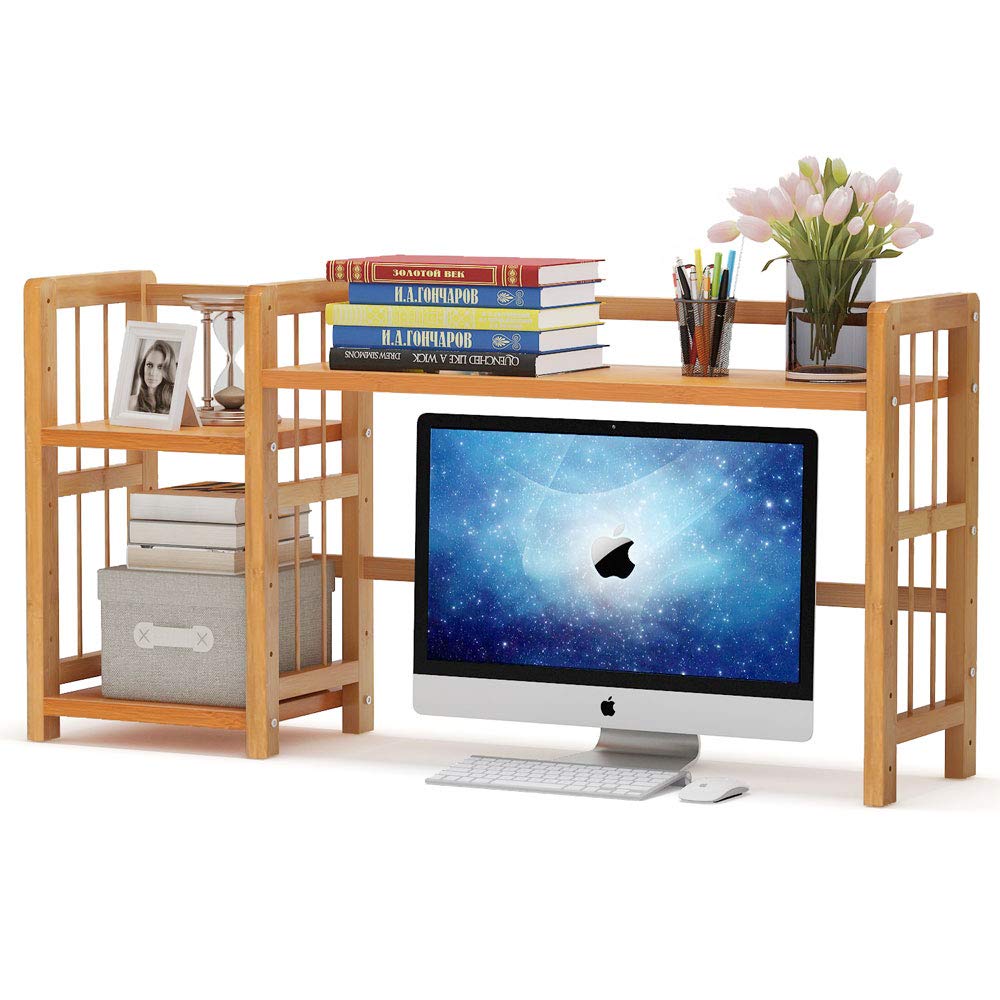 Bamboo Desktop книжная полка с регулируемым полки стол хранения Организатор Дисплей Стеллаж для офис