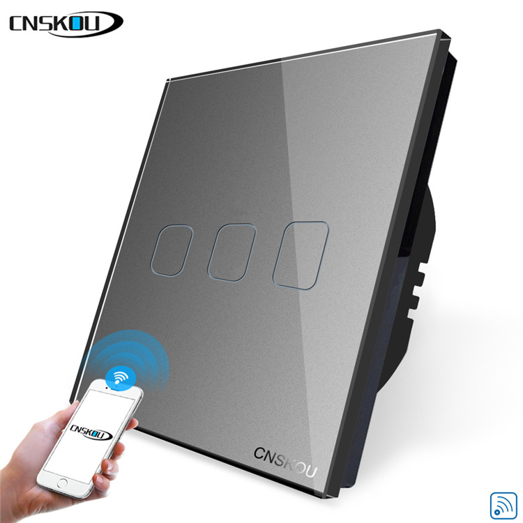 Cnskou 250V 10A 3 Gang Wifi Light Android дистанционный переключатель в стене Wifi переключатель