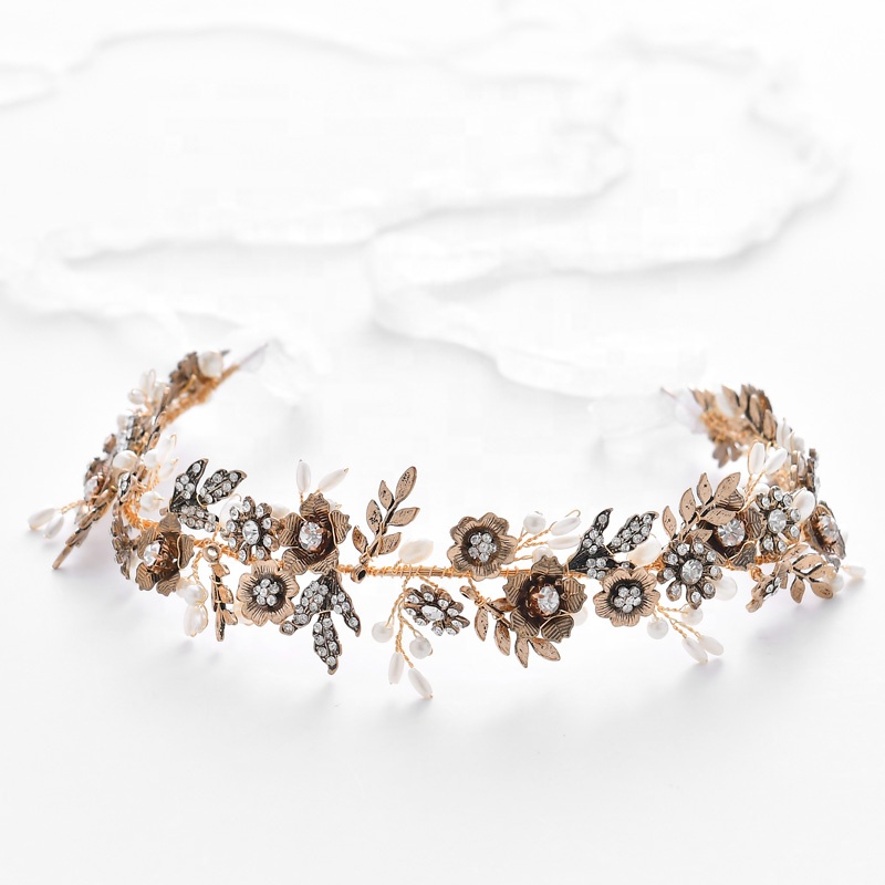 Amelie Винтаж Rhinestone лоб оголовье лоб ювелирные изделия Свадебные юбилей украшения головной убор цветок волос лоза