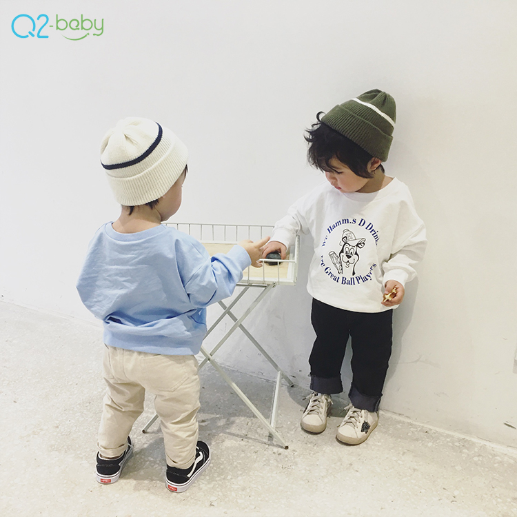 Q2-baby оптовая продажа, Одежда для младенцев комплект одежды для малышей без воротника, пуловер с капюшоном, без карманов