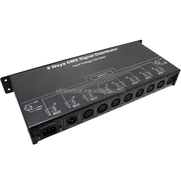 Dmx512 DMX контроллер 8 канальный выход DMX разветвитель, AC100V-240V dmx 512 контроллер света Светодиодная лампа 7W, специально разработанный сценическое освещение