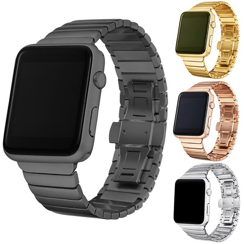 Ремешок из нержавеющей стали для apple watch band 38 мм 42 мм, браслет с пряжкой-бабочкой для iwatch Series 4 Series 3 Series 2 Series 1