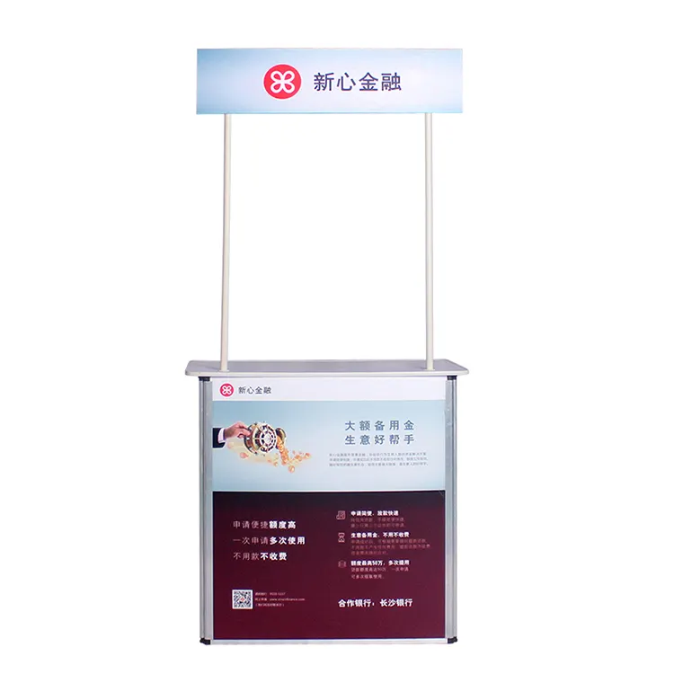 portable advertising trade show lift front counter table with LED light