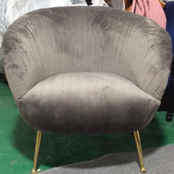 Hotel luxury living room velvet brass feet armchair hotel sofa