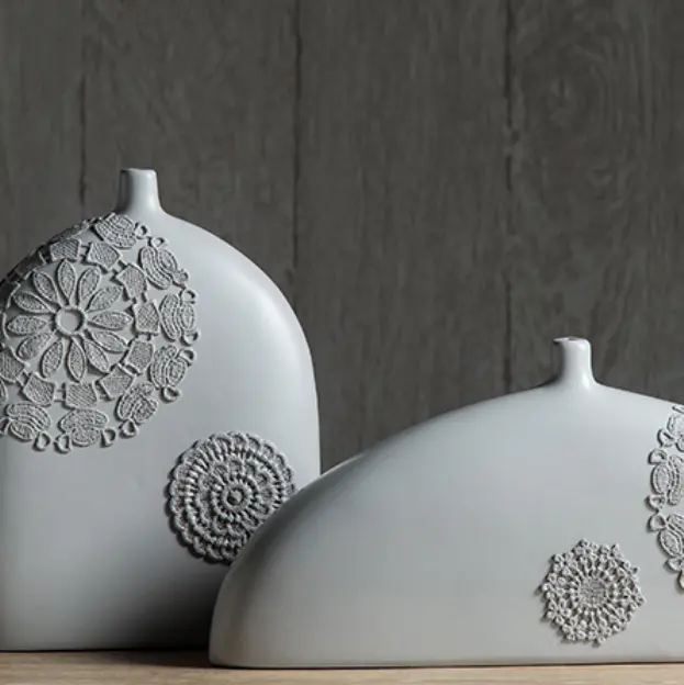 Lace series decorative resin vases concrete vases for Home Decoration
