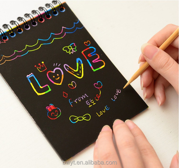 1 Book 10 Sheets Kids Painting Set Scratch Paper Colorful Magic Scratch Art Painting Paper With Drawing Stick Baby Playing Toys