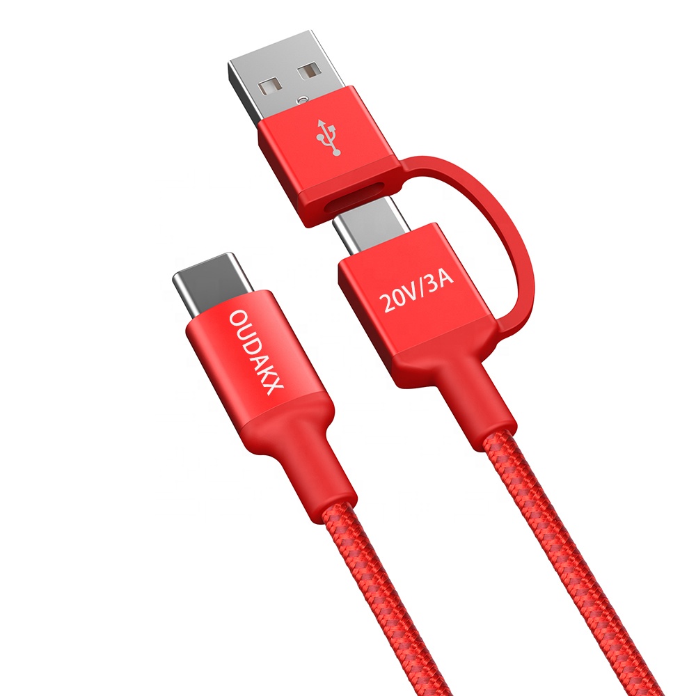 Новый дизайн 20/3A usb 2 в 1 кабель нейлон braidedusb A папа к usb c к type c 2 в 1 кабель для телефона и компьютера