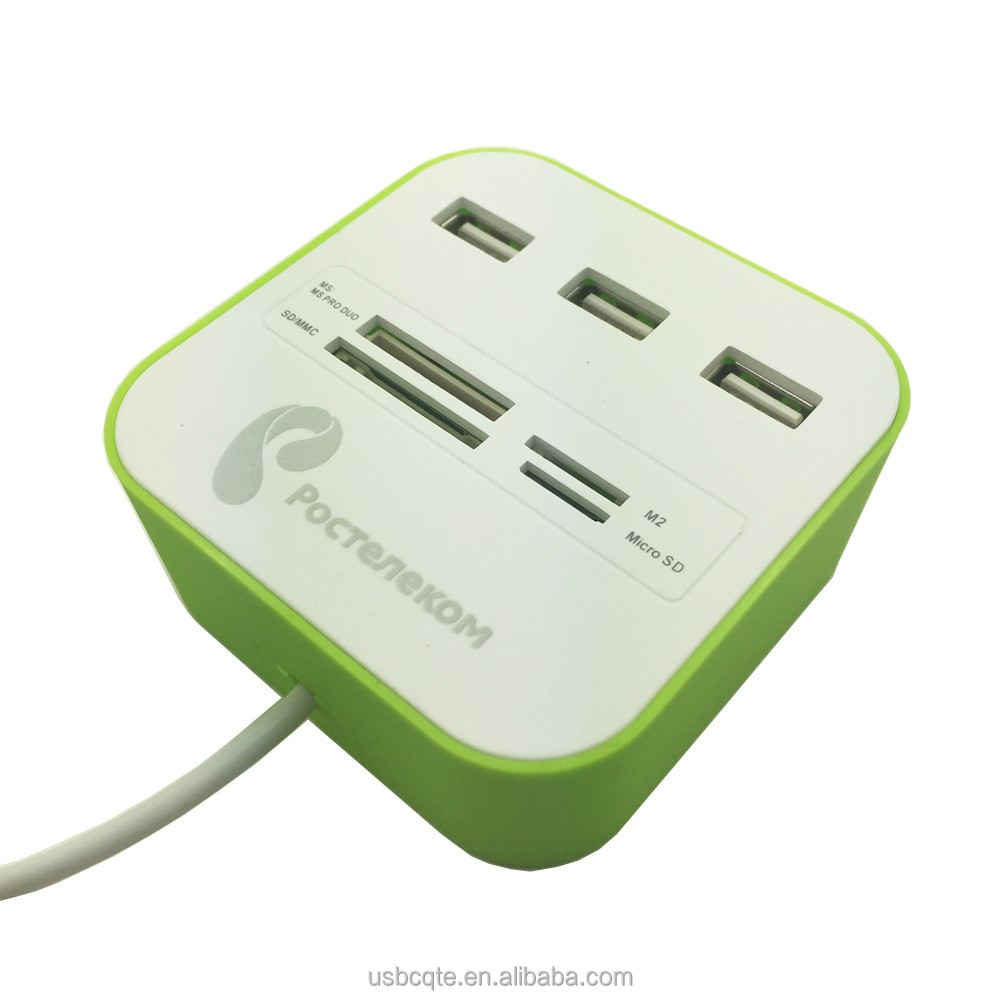 3-портовый КОНЦЕНТРАТОР USB 2,0 с Многофункциональный кард-ридер для SD/TF/MMC/M2/также доступна доставка службами EMS МП высокоскоростной usb-концентраторы