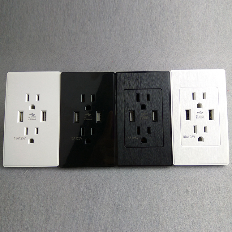 Электрическая розетка американская/Канада с 2 USB-портами 125 А, 15 а/В, настенная розетка, американская вилка