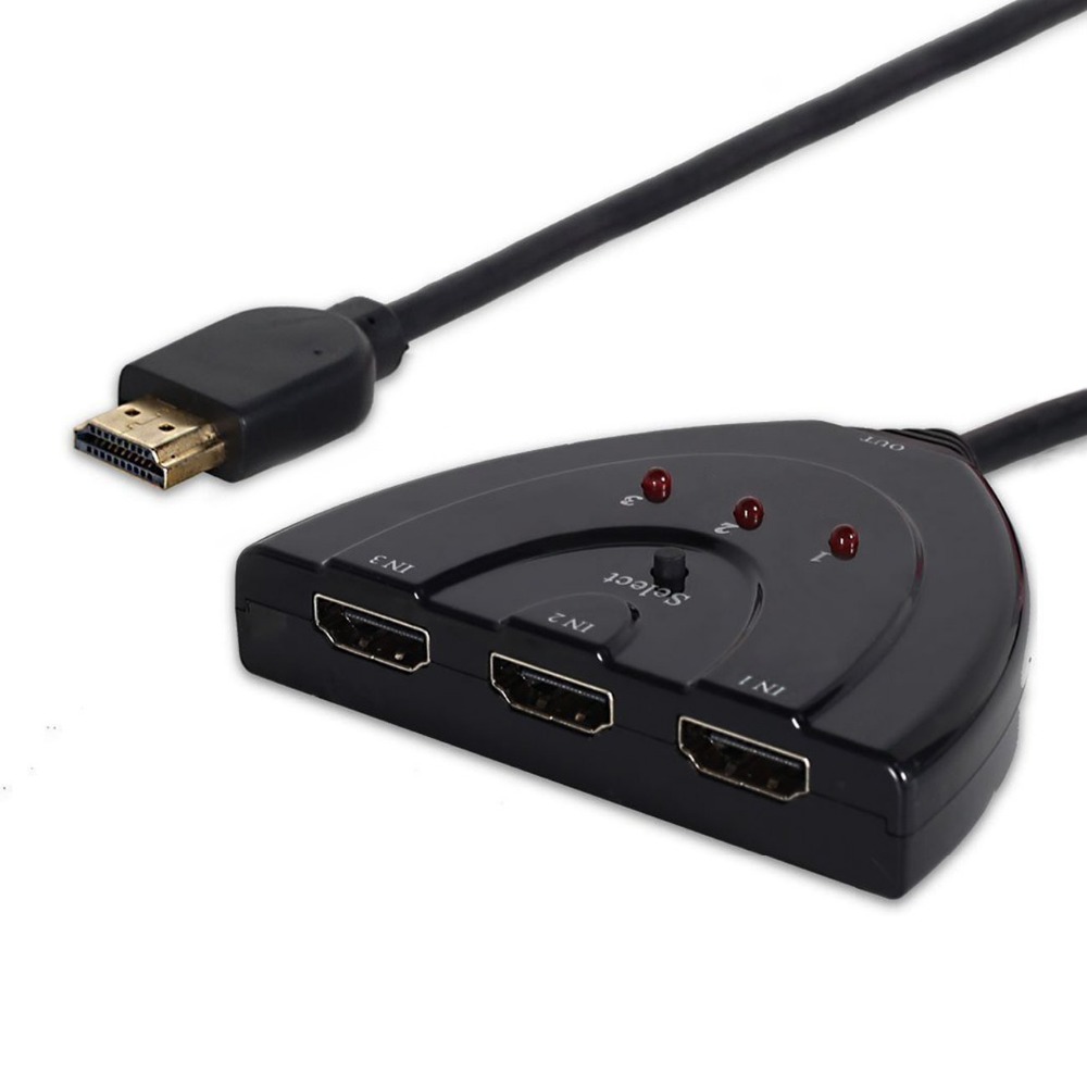 3-портовый HDMI переключатель, автоматический умный концентратор с 3 входами и 1 выходом для HDTV для нескольких гаджетов, таких как размытые плееры, игровые консоли,