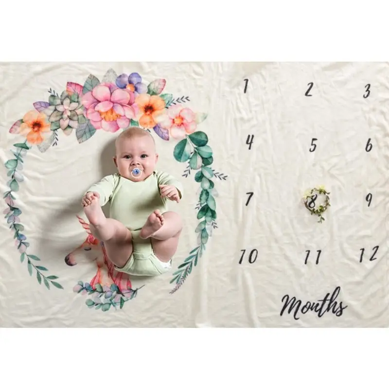 Soft Thick Premium Fleece Material Monthly Photography Background Baby Blanket Swaddle Children Soft Blanket