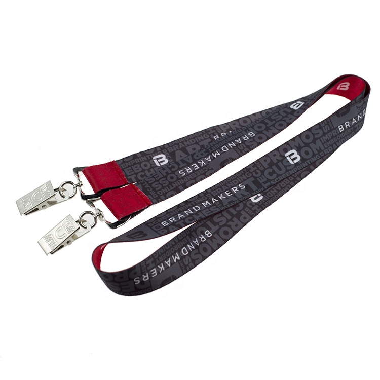Black Young Students Neck Lanyard in Nylon Sublimation Printing Material for Promotion