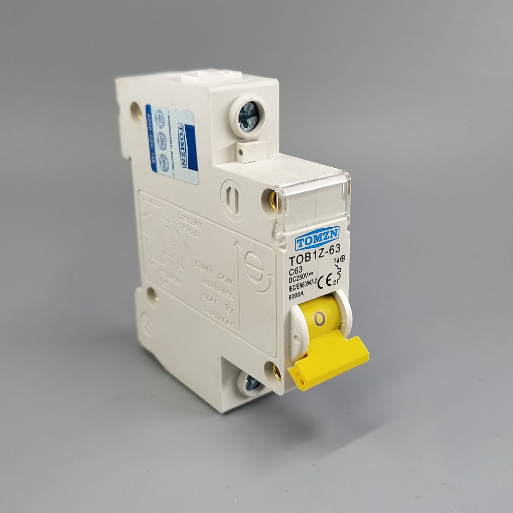 1P DC 250V Автоматический выключатель MCB C изогнутый однополюсный предохранитель постоянного тока для PV