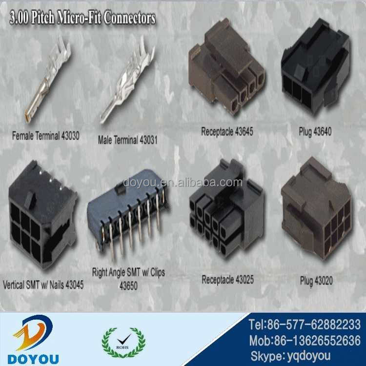 3.00 (. 118 ") Шаг micro-Fit 3.0 разъемы части 43030, 43645, 43031, 43640, 43650, 43025, 43020, 43045