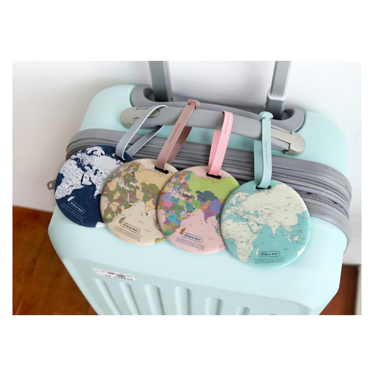 world map balloon design wholesale travel wood pvc luggage tag