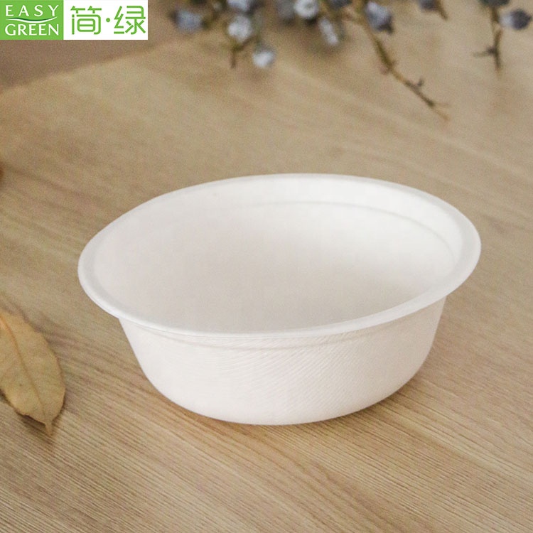 Легкий зеленый белый 400 мл круглый пищевой упаковки Bagasse одноразовые бумажные супницы