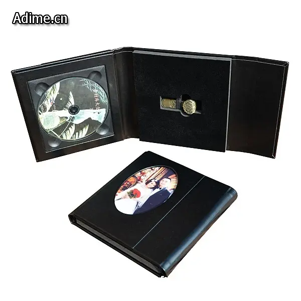 Производство кожаный льняной чехол для CD DVD и чехол для USB флеш-накопителя для свадьбы