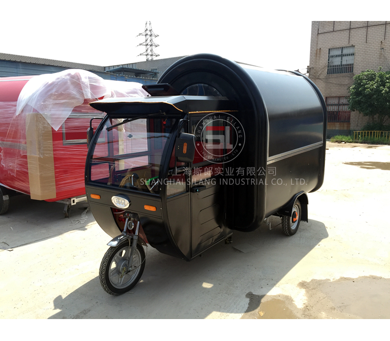 tricycle food cart Electric mobile food truck Black