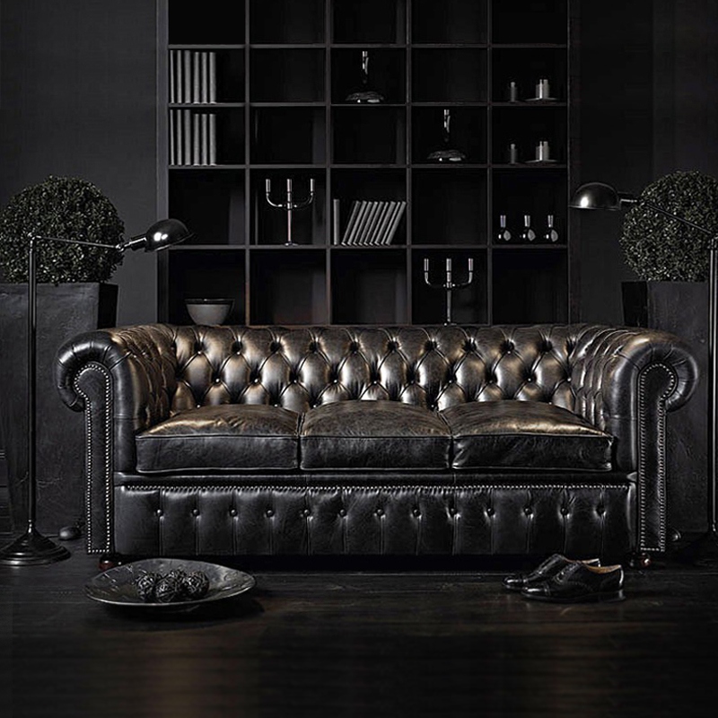 Европейская мебель для гостиной, диван, набор кожаного дивана Chesterfield
