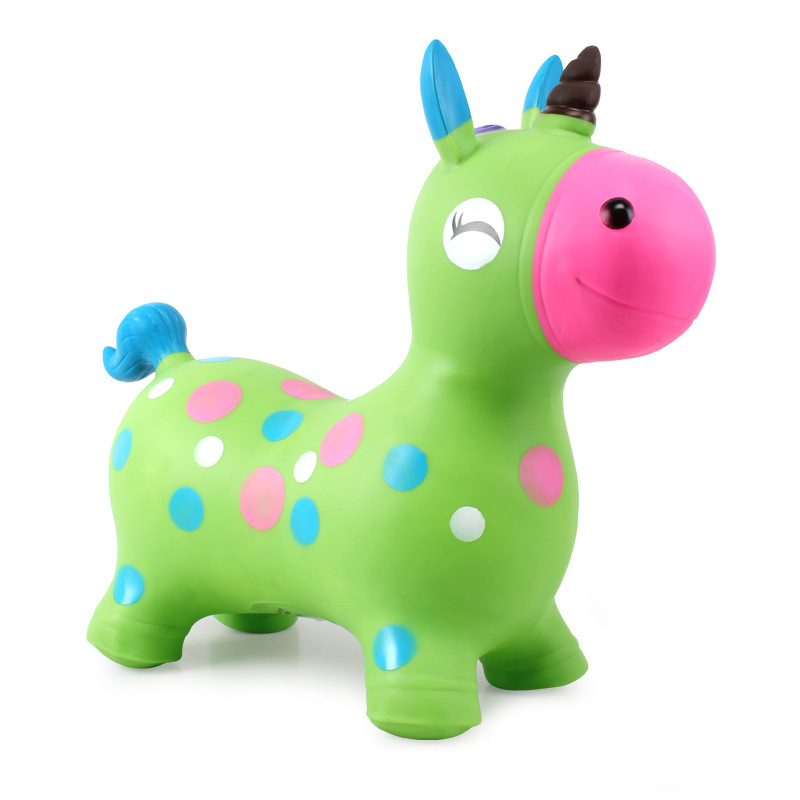 Kindergarten Children Riding Inflatable Wooden Horse Jumping Horse Jumping Dog Thickened Painted Unicorn Pet Children's Toy