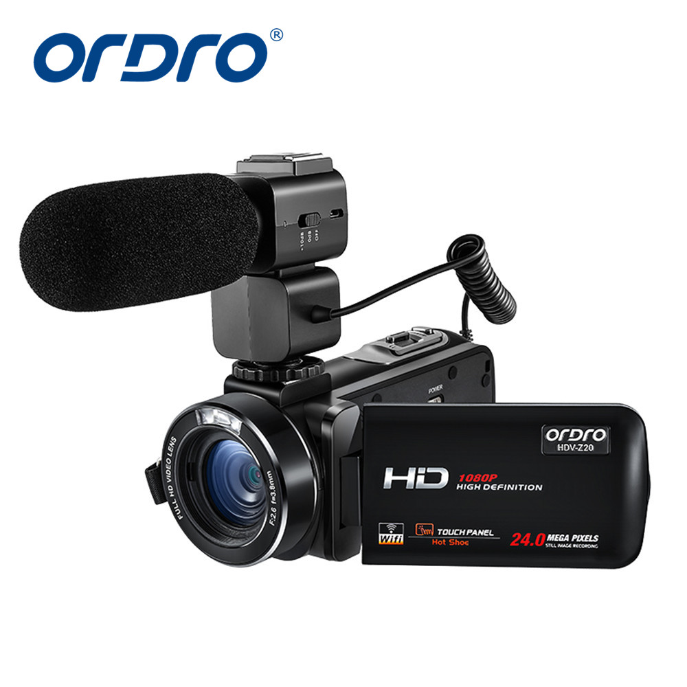 ORORO 1080P 30 кадров в секунду full HD камера HD видеокамера с горячим башмаком портативная Wi-Fi видеокамера профессиональная видеокамера