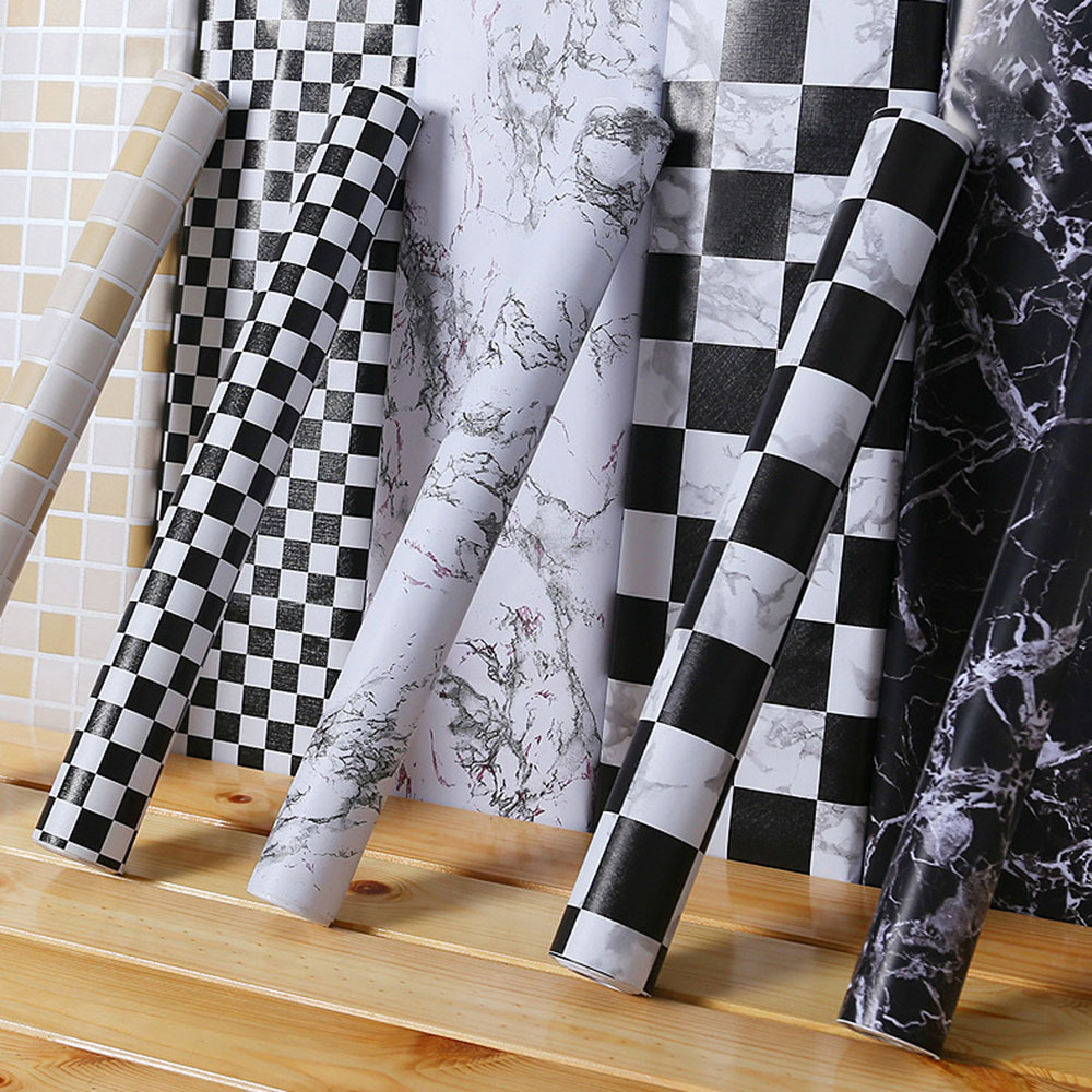 Modern PVC lattice self-adhesive wallpaper waterproof thick wall stickers Bathroom Wall Sticker Kitchen Bar Decorative