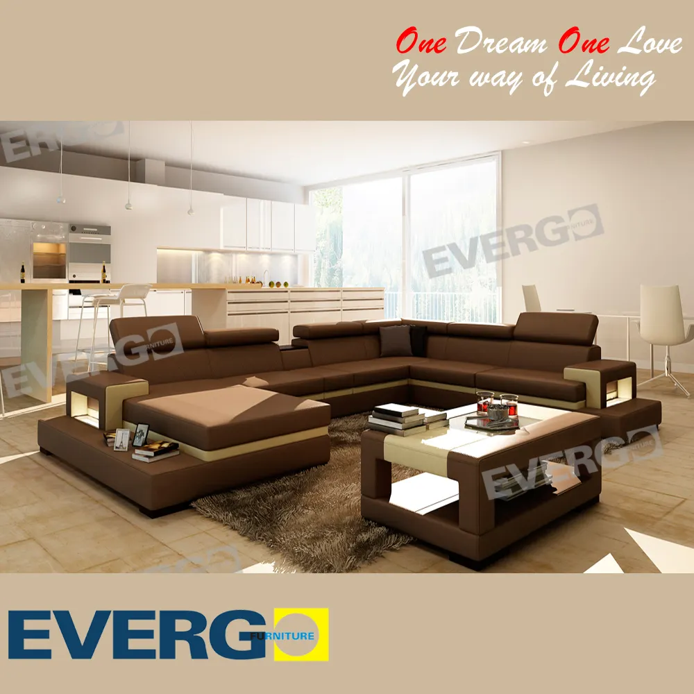 Современный секционный диван из натуральной кожи Evergo 2017